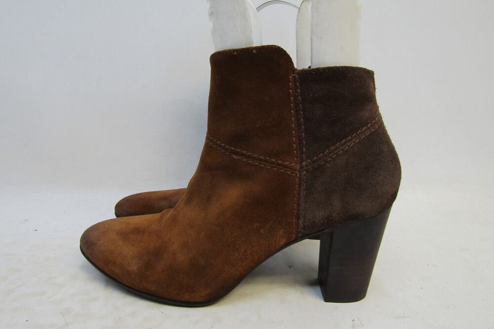 Johnston & Murphy Womens Size 8 M Brown Suede Zip Ankle Fashion Boots Booties